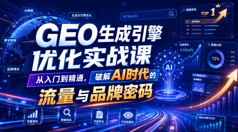 GEO生成引擎优化实战课,从入门到精通,破解AI时代的流量与品牌密码-玩备项目资源网