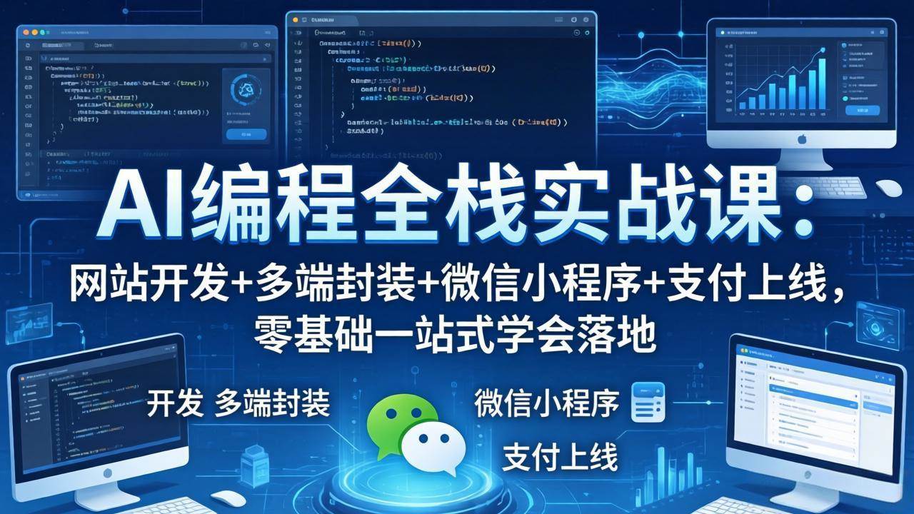 （18049期）AI编程全栈实战课：网站开发+多端封装+微信小程序+支付上线，零基础一站式学会落地-玩备项目资源网