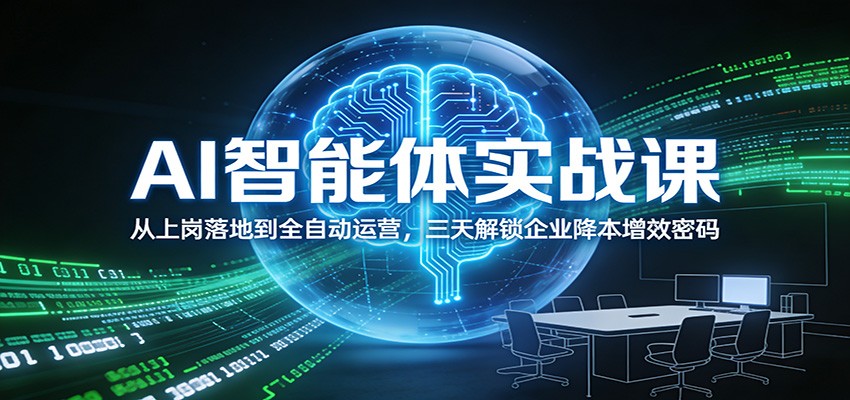 AI智能体实战课:从上岗落地到全自动运营,三天解锁企业降本增效密码-玩备项目资源网