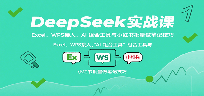 DeepSeek实战课：Excel、WPS接入、AI 组合工具与小红书批量做笔记技巧-玩备项目资源网