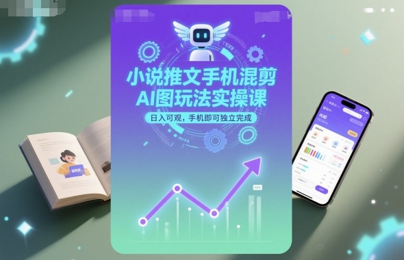 小说推文手机混剪AI图玩法实操课，日入可观，手机即可独立完成-玩备项目资源网