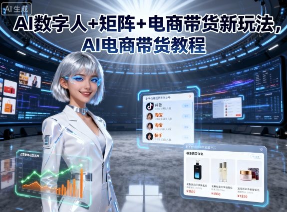 AI数字人+矩阵+电商带货新玩法，AI电商带货教程-玩备项目资源网