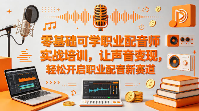 零基础可学职业配音师实战培训，让声音变现，轻松开启职业配音新赛道-玩备项目资源网