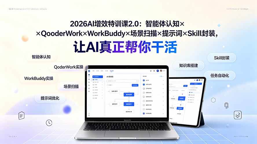 (19368期)2026AI增效特训课2.0:智能体认知×QoderWork×WorkBuddy×场景扫描×提示词×Skill封装,让AI真正帮你干活-玩备项目资源网