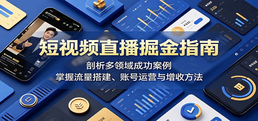 短视频直播掘金指南:剖析多领域成功案例,掌握流量搭建、账号运营与增收方法-玩备项目资源网