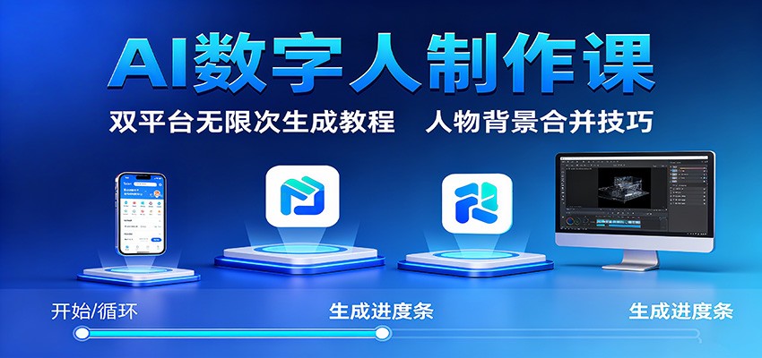 AI数字人制作课：双平台无限次生成教程，人物背景合并技巧-玩备项目资源网