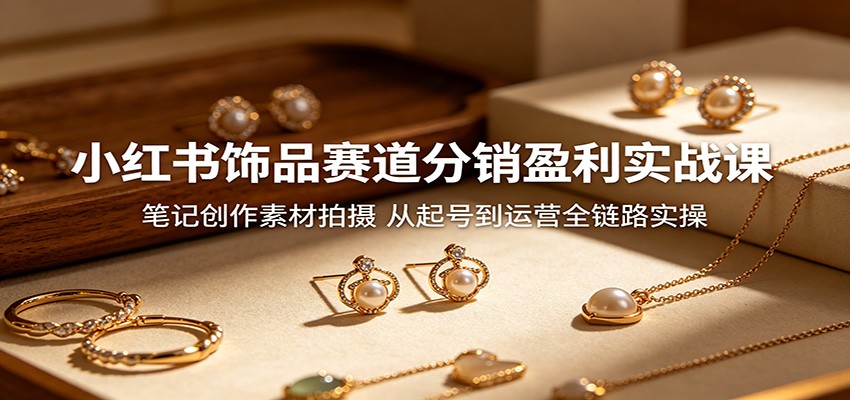 小红书饰品赛道分销盈利实战课：笔记创作素材拍摄，从起号到运营全链路实操-玩备项目资源网