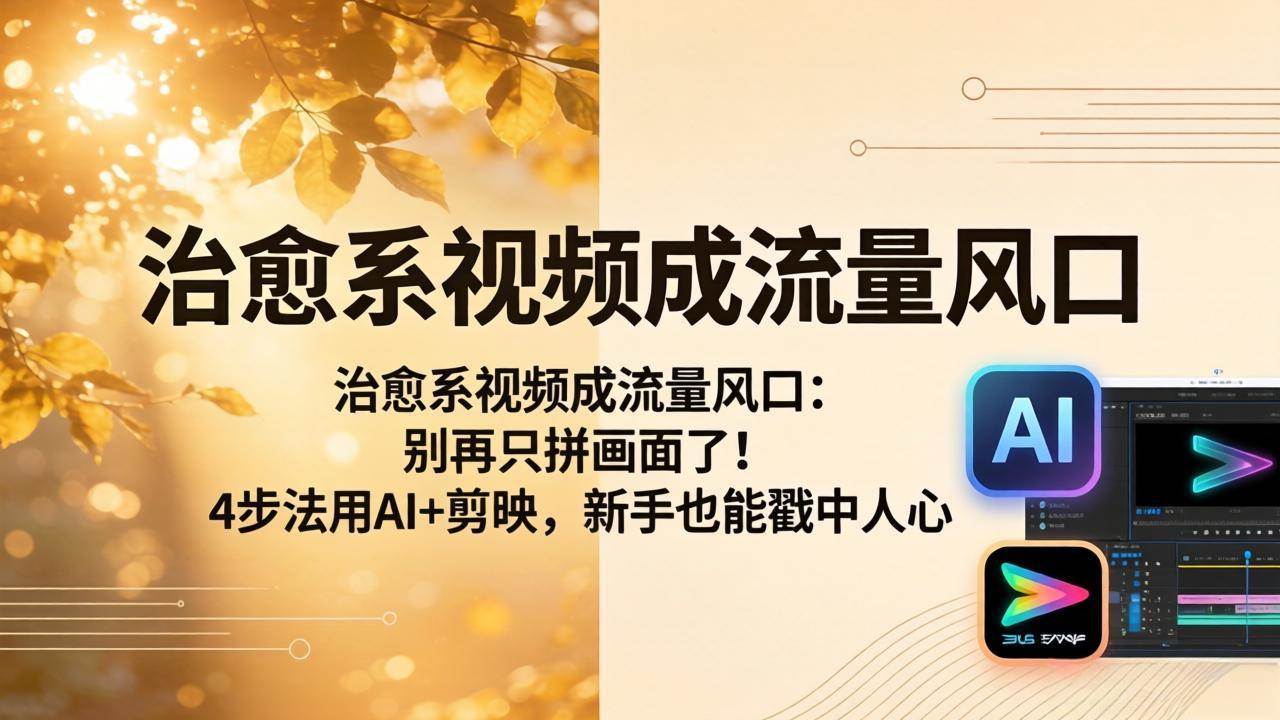 （18219期）治愈系视频成流量风口：别再只拼画面了！4步法用AI+剪映，新手也能戳中人心-玩备项目资源网