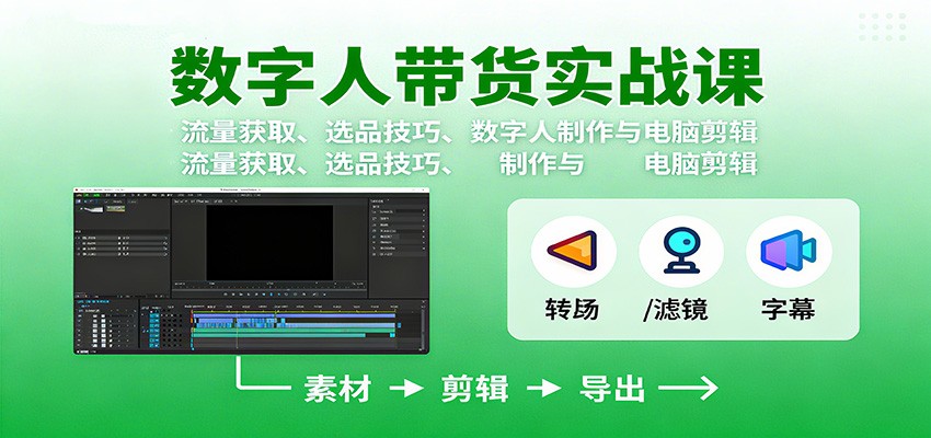 数字人变现实战课:流量获取、选品技巧、数字人制作与电脑剪辑-玩备项目资源网