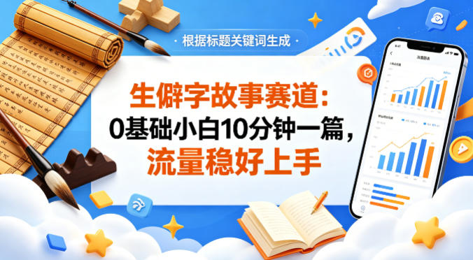 公众号流量主——生僻字故事赛道，流量稳，好上手，0基础小白也能10分钟一篇-玩备项目资源网