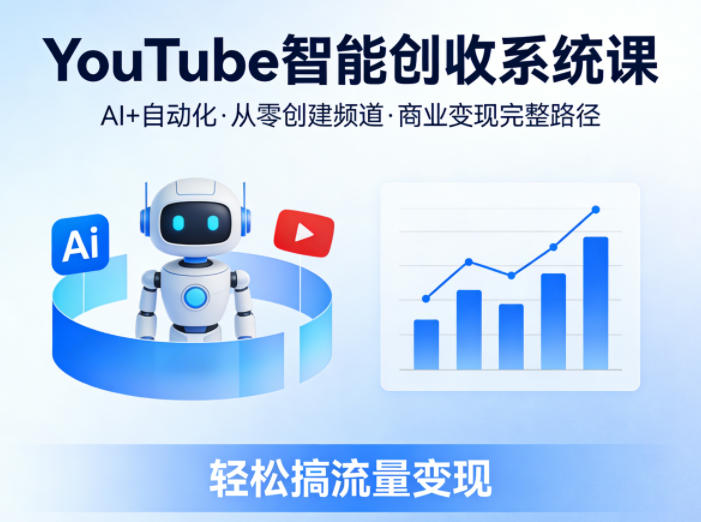 YouTube智能创收系统课,AI+自动化,从零创建YouTube频道并实现商业变现的完整路径,轻松搞流量变现-玩备项目资源网