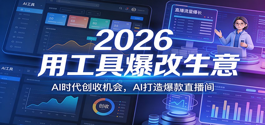 2026用工具爆改生意，AI时代创收机会，AI打造爆款直播间-玩备项目资源网
