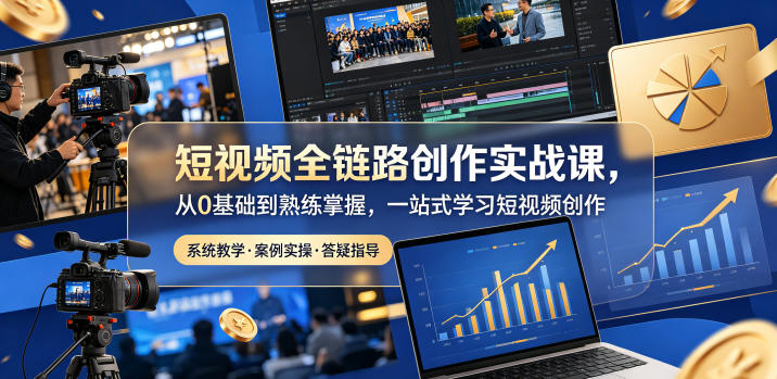 短视频全链路创作实战课,从0基础到熟练掌握,一站式学习短视频创作-玩备项目资源网