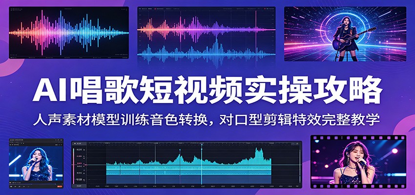 AI唱歌短视频实操攻略：人声素材模型训练音色转换，对口型剪辑特效完整教学-玩备项目资源网
