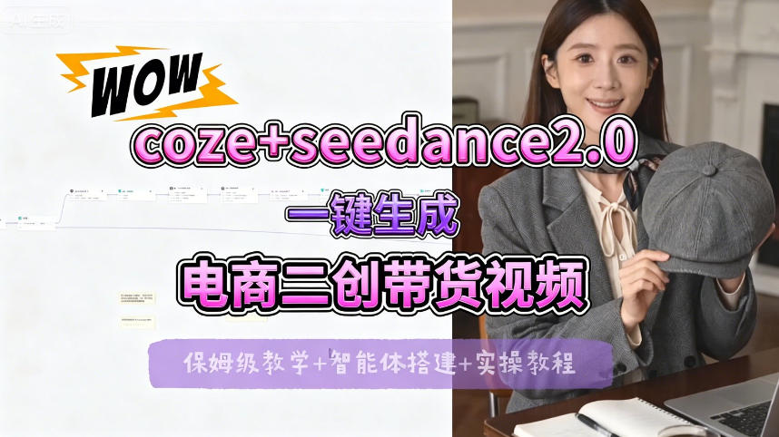 【Coze工作流搭建实操教程】seedance2.0+coze一键生成电商二创带货视频，全流程保姆级教学-玩备项目资源网