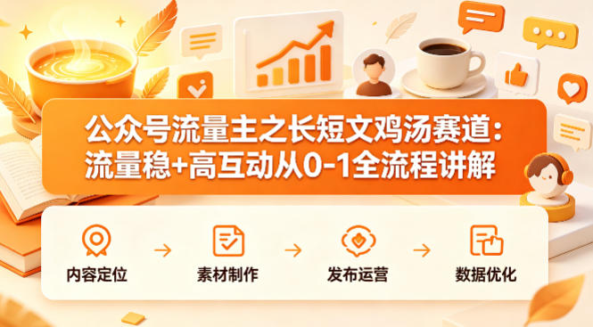 公众号流量主之长短文鸡汤赛道,流量稳+高互动,从0-1全流程讲解-玩备项目资源网