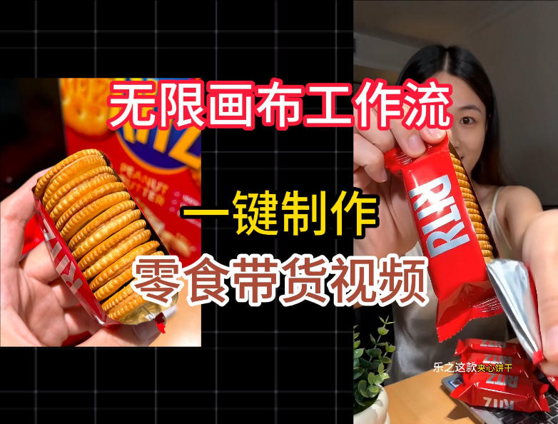 无限画布工作流一键制作零食带货视频,操作简单实操教学-玩备项目资源网