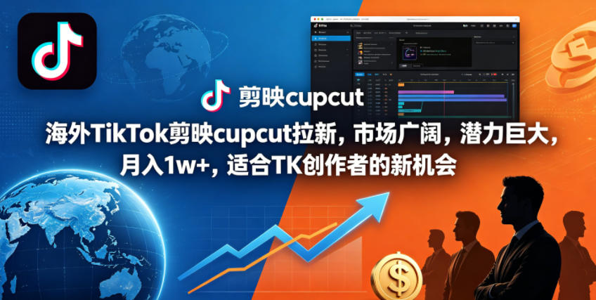 海外TikTok剪映cupcut拉新,市场广阔,潜力巨大,月入1w+,适合TK创作者的新机会-玩备项目资源网