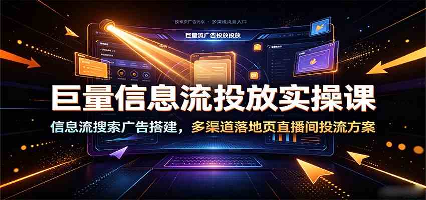 巨量信息流投放实操课:信息流搜索广告搭建,多渠道落地页直播间投流方案-玩备项目资源网