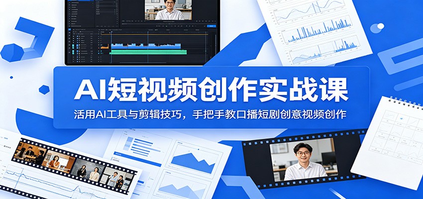 AI短视频创作实战课:活用AI工具与剪辑技巧,手把手教口播短剧创意视频创作-玩备项目资源网
