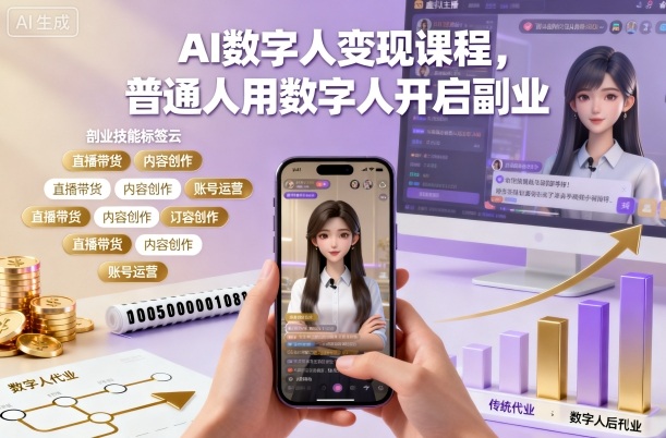 AI数字人变现课程,普通人用数字人开启副业-玩备项目资源网