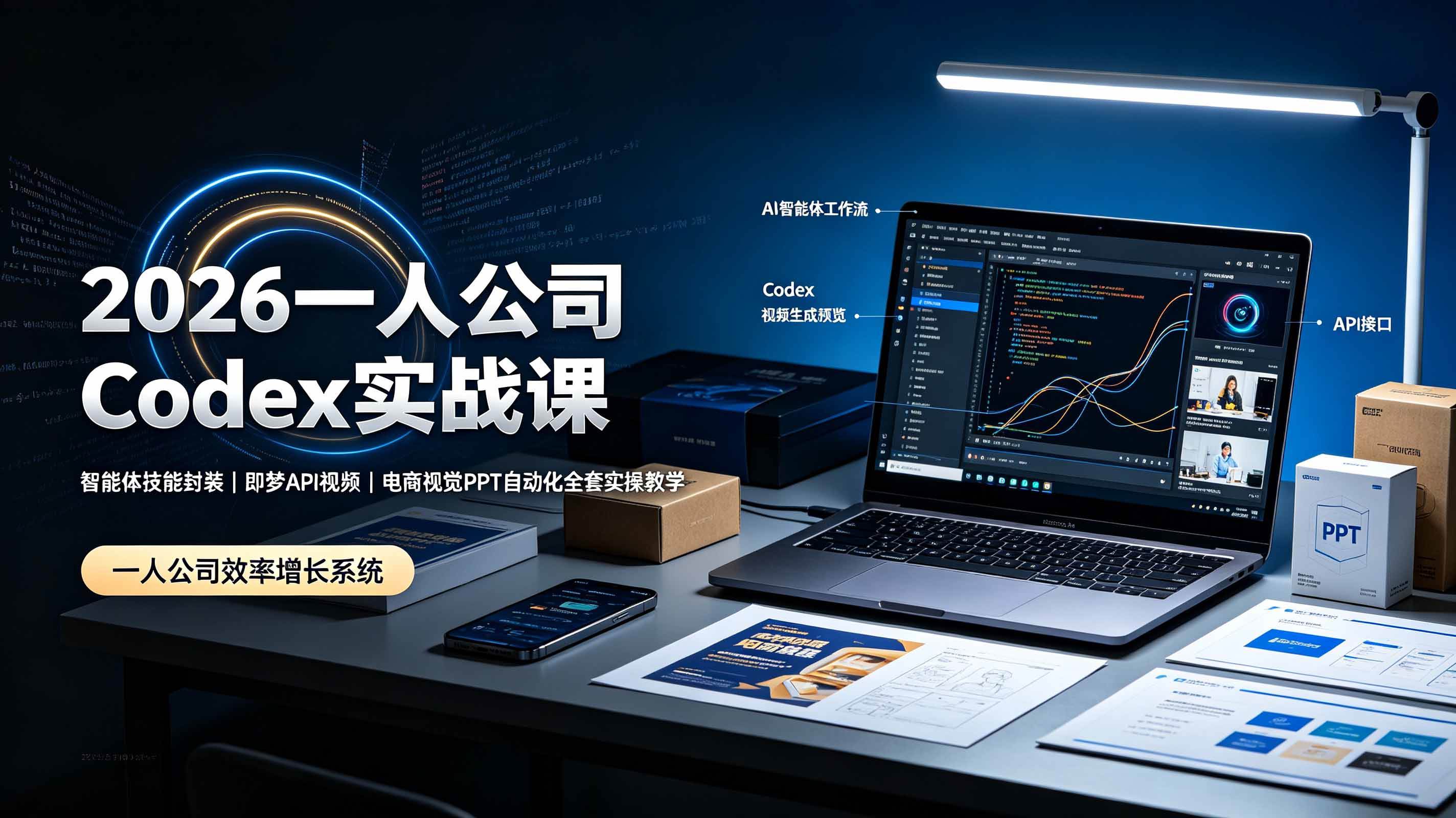 （19503期）2026一人公司Codex实战课◆智能体技能封装｜即梦API视频｜电商视觉PPT自动化全套实操教学-玩备项目资源网