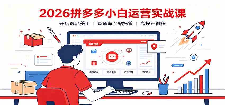 2026拼多多小白运营实战课:开店选品美工,直通车全站托管高投产教程-玩备项目资源网