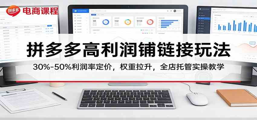拼多多高利润铺链接玩法:30%–50%利润率定价,权重拉升,全店托管实操教学-玩备项目资源网