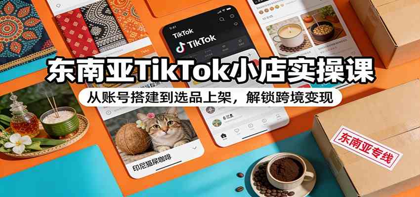 东南亚TikTok小店实操课：从账号搭建到选品上架，解锁跨境变现-玩备项目资源网