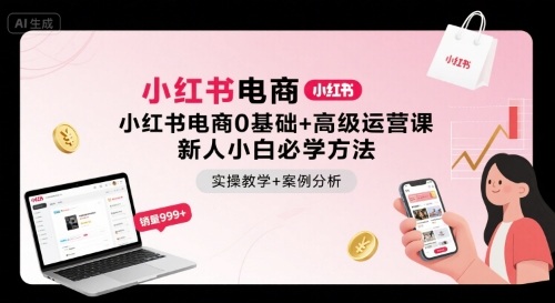 小红书电商0基础+高级运营课，新人小白必学方法，实操教学+案例分析-玩备项目资源网