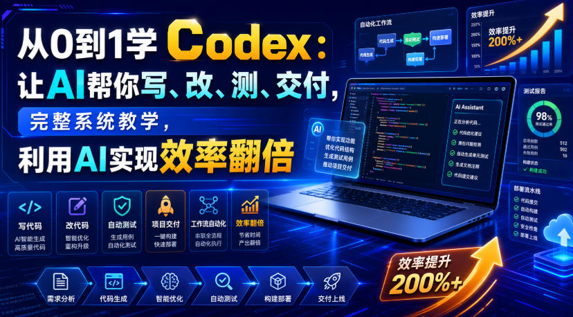 从0到1学Codex:让AI帮你写、改、测、交付,完整系统教学,利用AI实现效率翻倍-玩备项目资源网