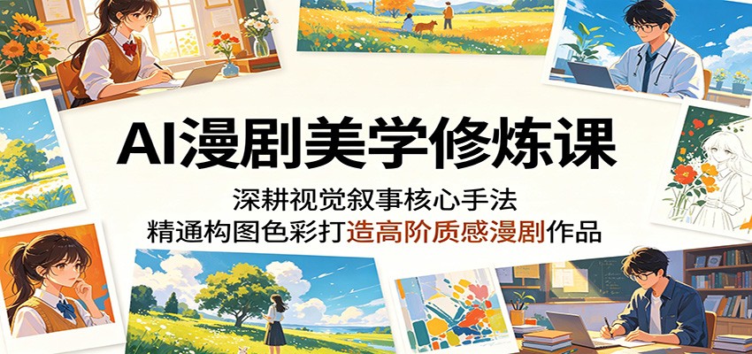 AI漫剧美学修炼课：深耕视觉叙事核心手法，精通构图色彩打造高阶质感漫剧作品-玩备项目资源网