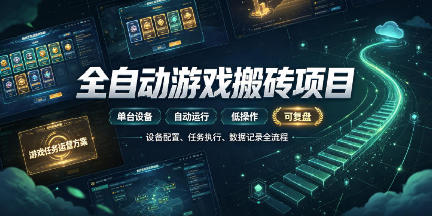 实现全自动游戏搬砖躺賺,每日稳定收益千元,近几年最稳,一台设备就能做!【揭秘】-玩备项目资源网
