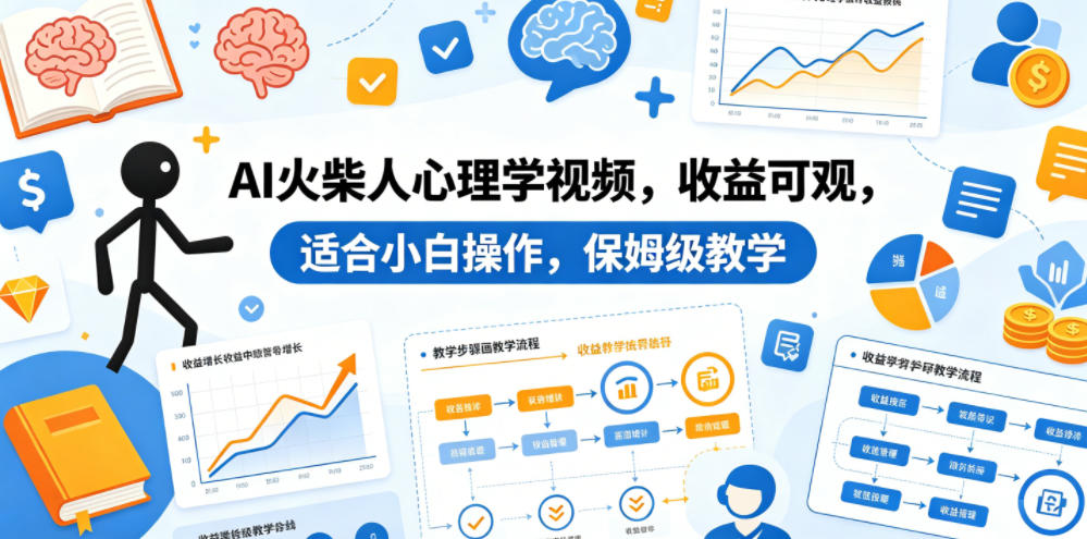 AI火柴人心理学视频，收益可观，适合小白操作，保姆级教学-玩备项目资源网