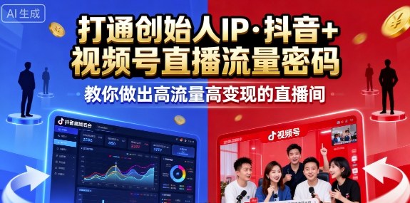 25年直播9-10两期线下课，打通创始人IP，抖音+视频号直播流量密码，教你做出高流量高变现的直播间-玩备项目资源网