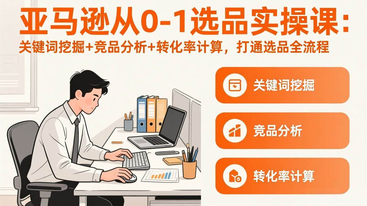 （17567期）亚马逊从0-1选品实操课(更新3月)：关键词挖掘+竞品分析+转化率计算，47节打通选品全流程-玩备项目资源网