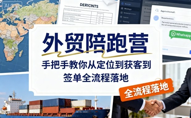 外贸陪跑营，手把手教你从定位到获客到签单全流程落地-玩备项目资源网