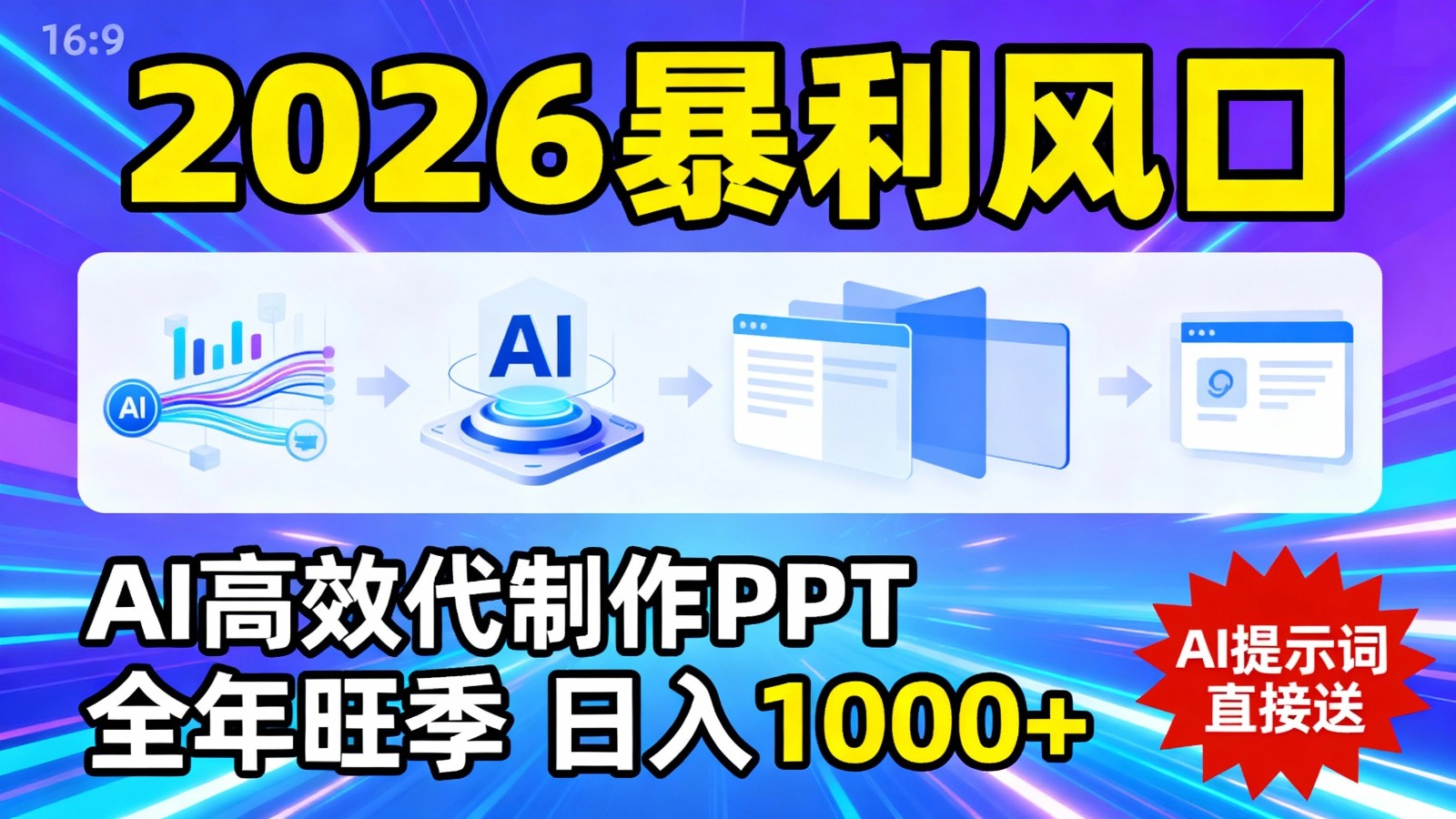 2026暴利！用AI高效代制作 PPT，全年旺季，日入 1000+，提示词直接送！-玩备项目资源网