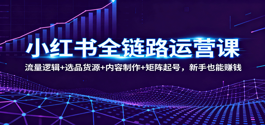 小红书全链路运营课:流量逻辑+选品货源+内容制作+矩阵起号,新手也能赚钱-玩备项目资源网