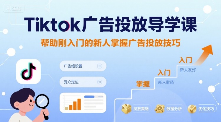 Tiktok广告投放导学课，帮助刚入门的新人掌握广告投放技巧-玩备项目资源网