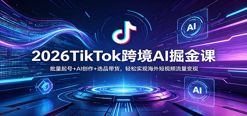 2026TikTok跨境AI掘金课：批量起号+AI创作+选品带货，轻松实现海外短视频流量变现-玩备项目资源网