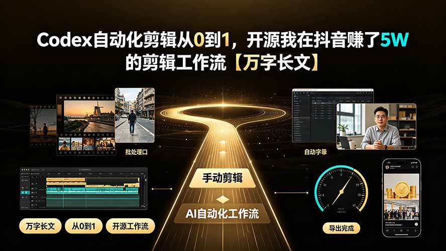 （19504期）Codex自动化剪辑从0到1，开源我在抖音赚了5W 的剪辑工作流【万字长文】-玩备项目资源网
