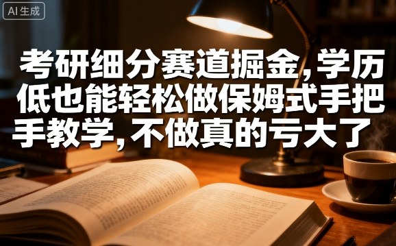 考研细分赛道掘金，日入1k+，学历低也能轻松做保姆式手把手教学，不做真的亏大了【揭秘】-玩备项目资源网
