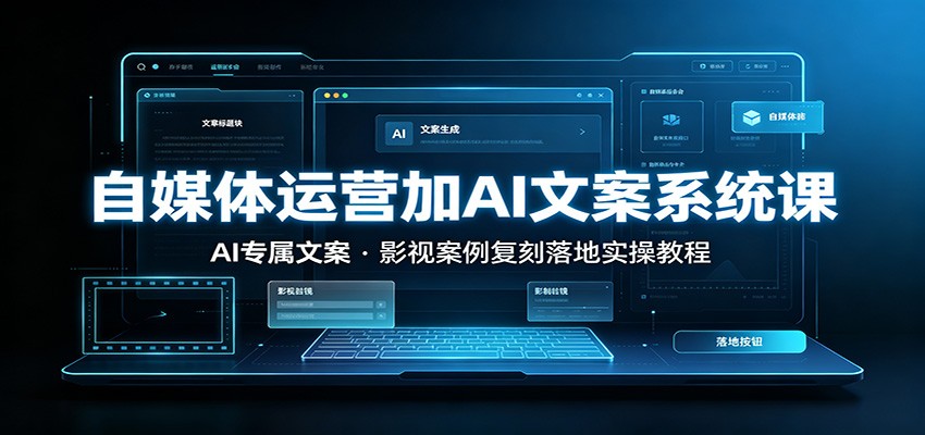自媒体运营加AI文案系统课::AI专属文案,影视案例复刻落地实操教程-玩备项目资源网