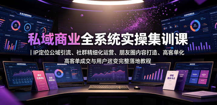 私域商业全系统实操课|IP定位公域引流、社群精细化运营、朋友圈内容打造、高客单成交与用户裂变完整落地教程-玩备项目资源网