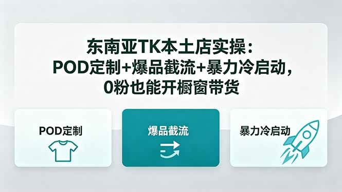 （18381期）东南亚TK本土店实操：POD定制+爆品截流+暴力冷启动，0粉也能开橱窗带货-玩备项目资源网
