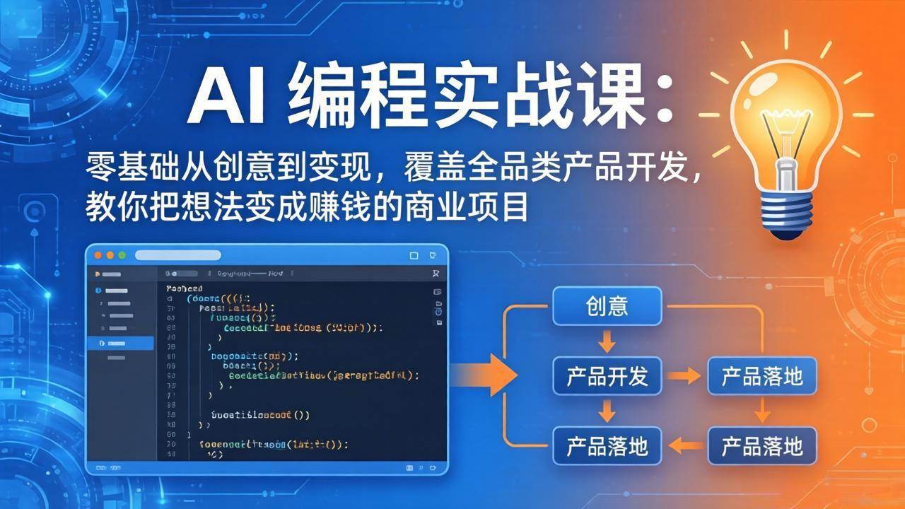 （18469期）AI编程实战课-第三期-5月9更新：零基础从创意到变现，覆盖全品类产品开发，把想法变成赚钱项目-玩备项目资源网