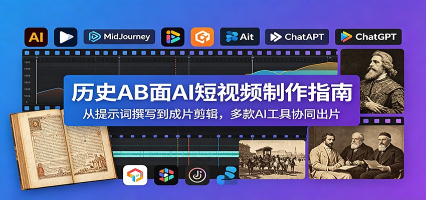 历史AB面AI短视频制作指南：从提示词撰写到成片剪辑，多款AI工具协同出片-玩备项目资源网