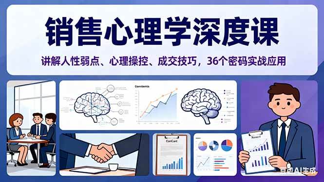 (16456期)销售心理学深度课,讲解人性弱点、心理操控、成交技巧,36个密码实战应用-玩备项目资源网