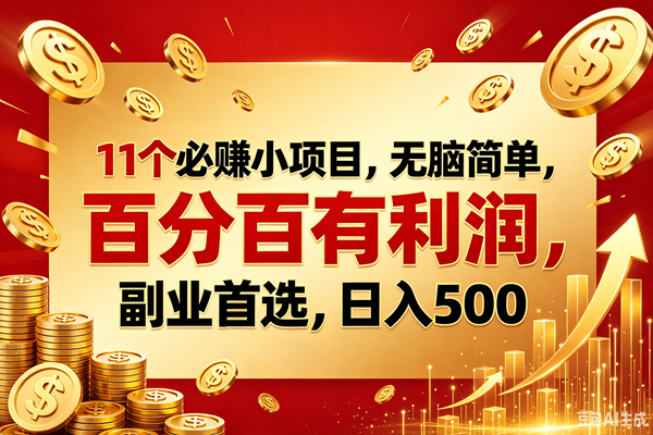 （18851期）11个必赚的小项目，百分百赚元子，无脑简单，副业首选，日入500+-玩备项目资源网